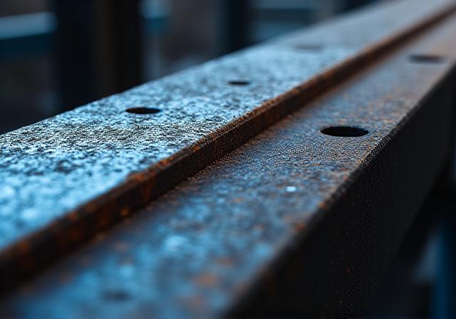 Close up of forged steel beams and industrial machinery representing strength and precision